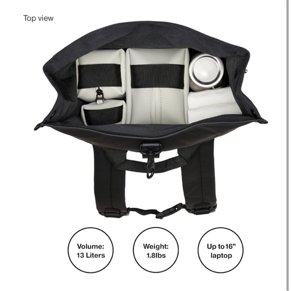NWT Rains Waterproof Rolltop Rucksack Laptop Backpack In Metallic Grey - Picture 3 of 14